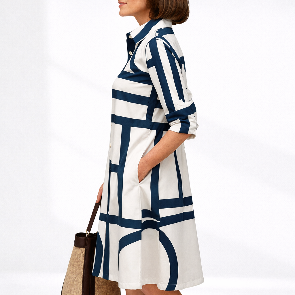 Robe midi femme à imprimé géométrique