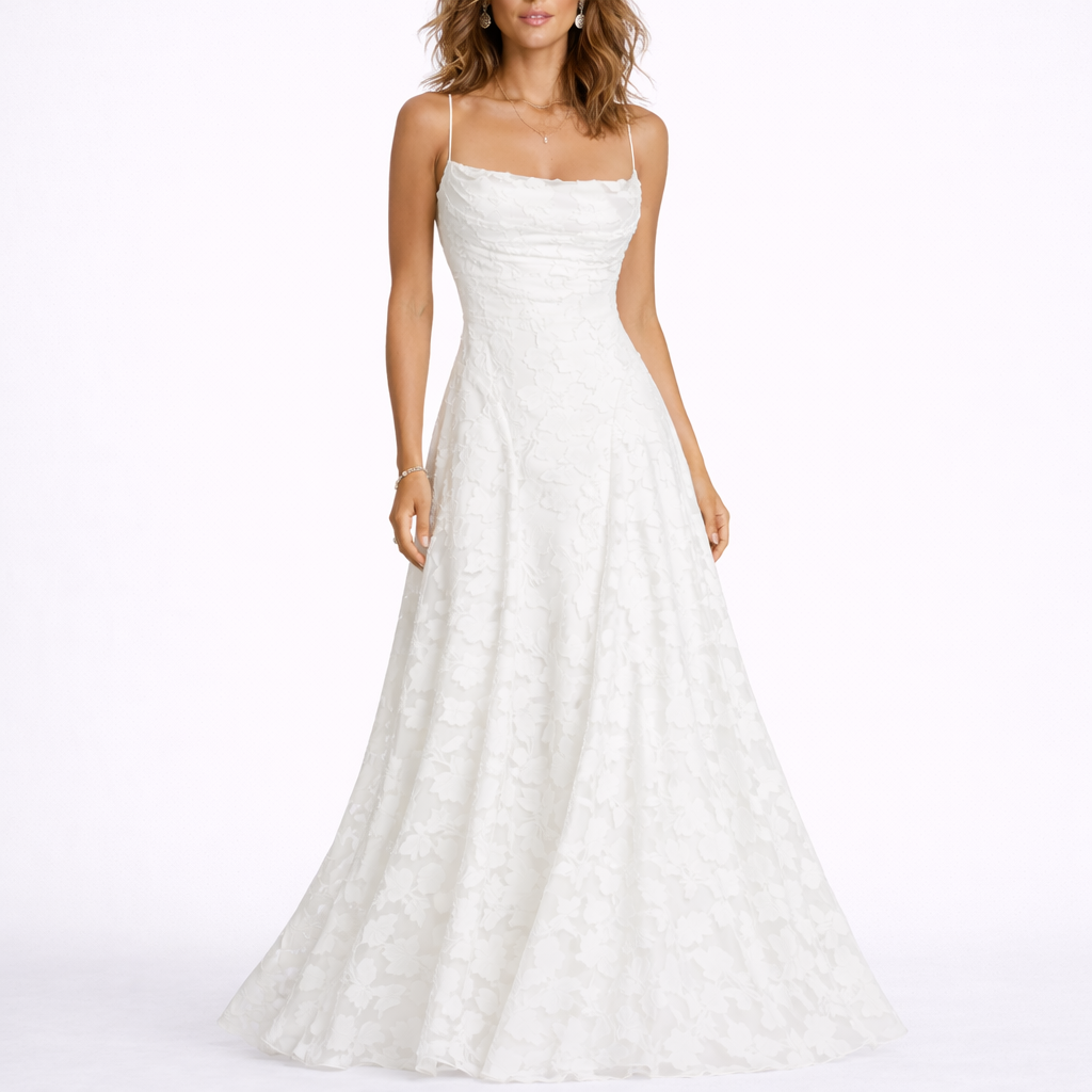 Robe longue femme dos ouvert, texture florale