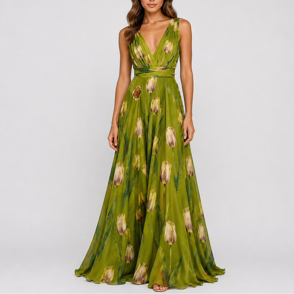 Robe longue femme fleurie soirée élégant