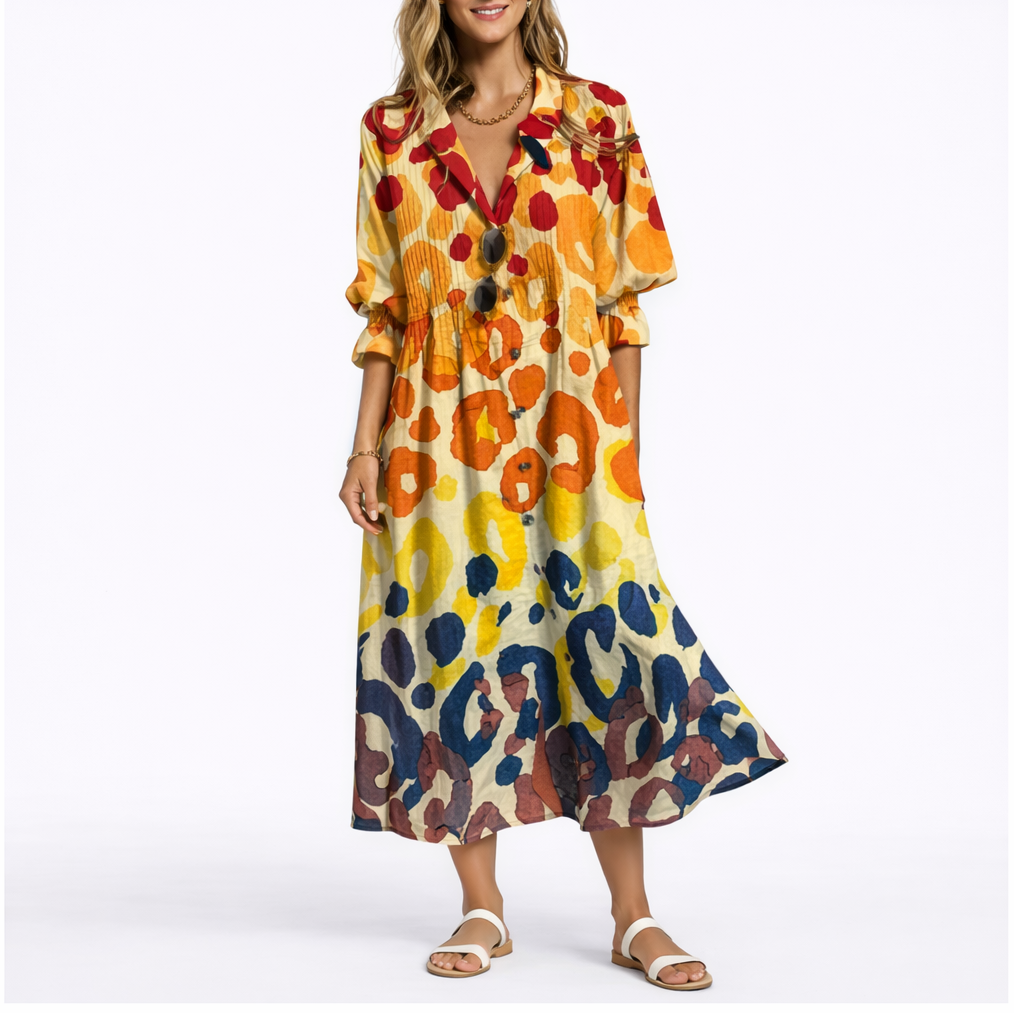 Robe longue femme à fleurs, coupe fluide