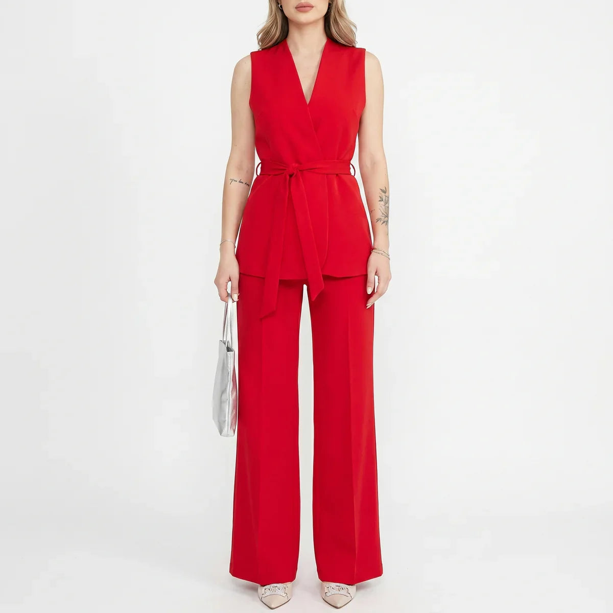 Tailleur deux pièces femme avec ceinture