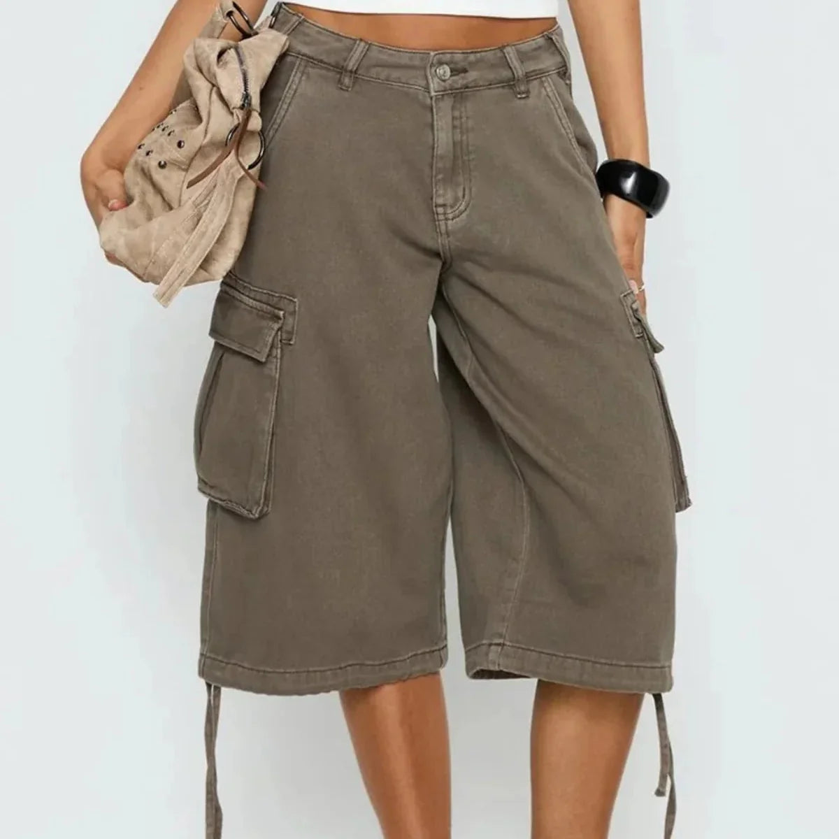 Short cargo long femme à motif camouflage