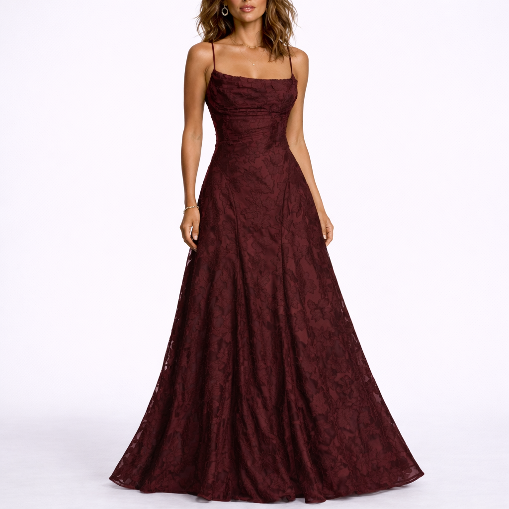 Robe longue femme dos ouvert, texture florale