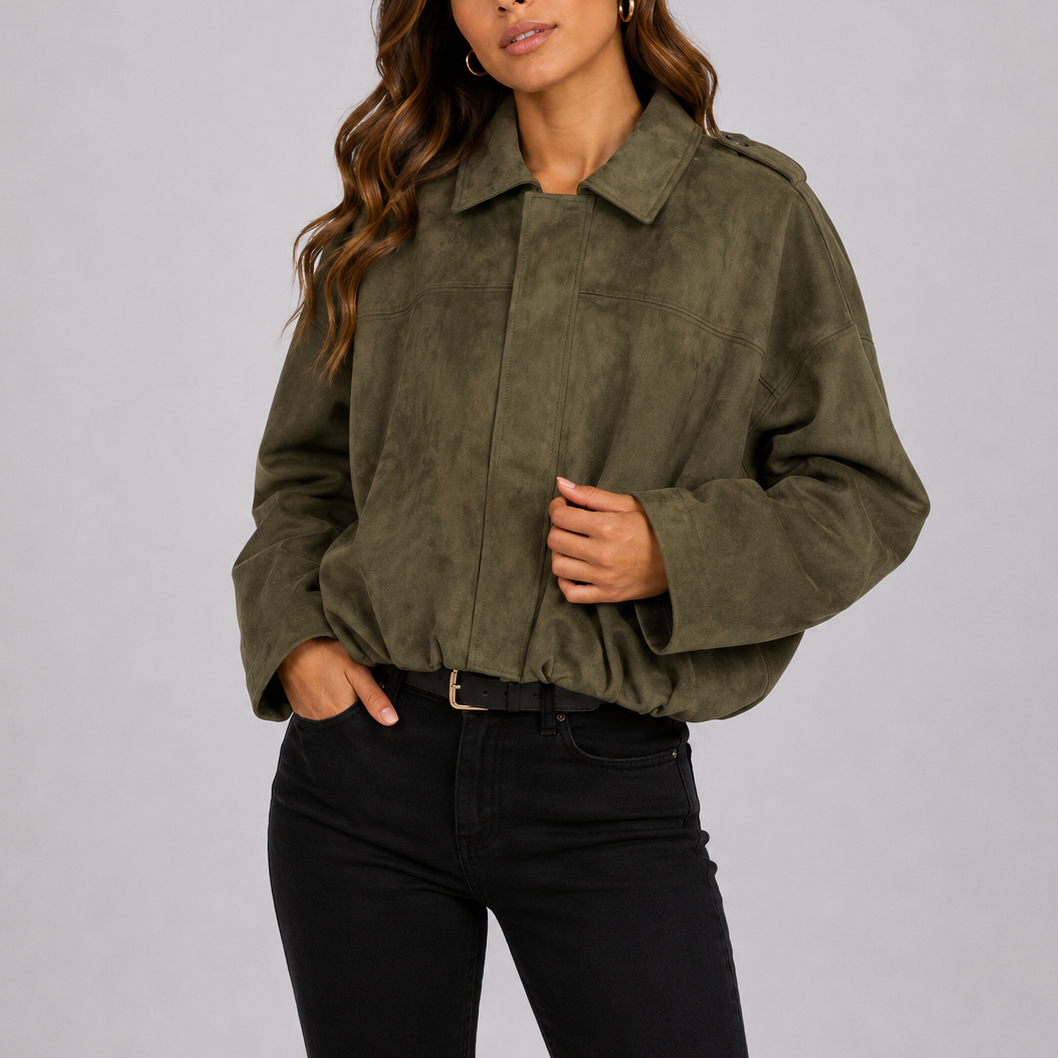Blouson bomber femme en daim