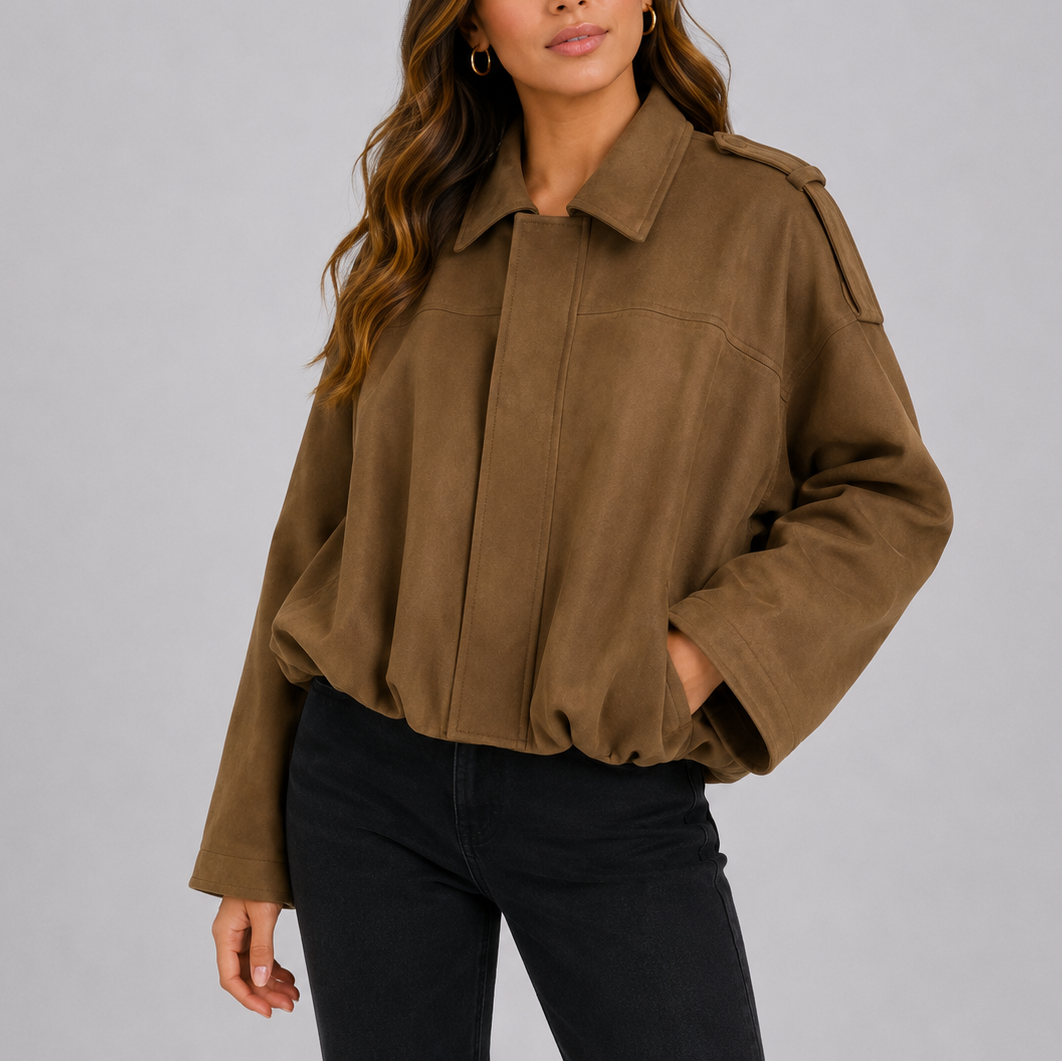 Blouson bomber femme en daim
