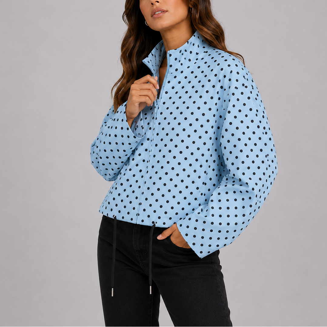 Blouson bomber femme à pois décontracté