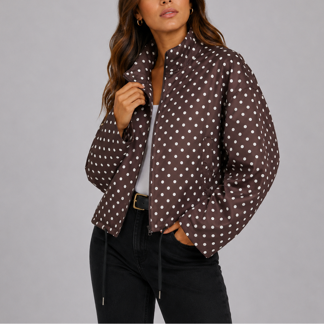 Blouson bomber femme à pois décontracté