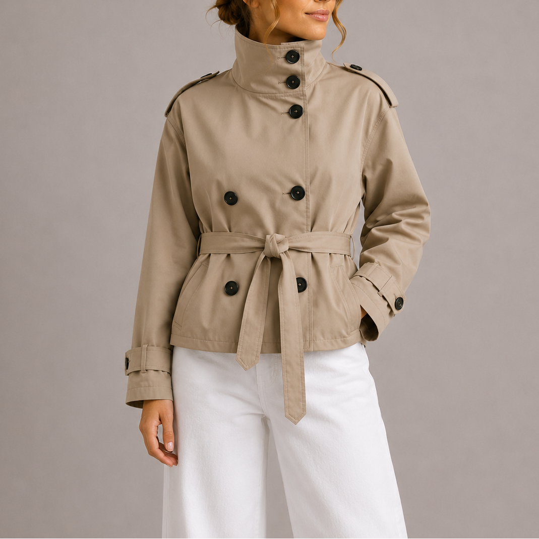 Trench court ceinturé femme