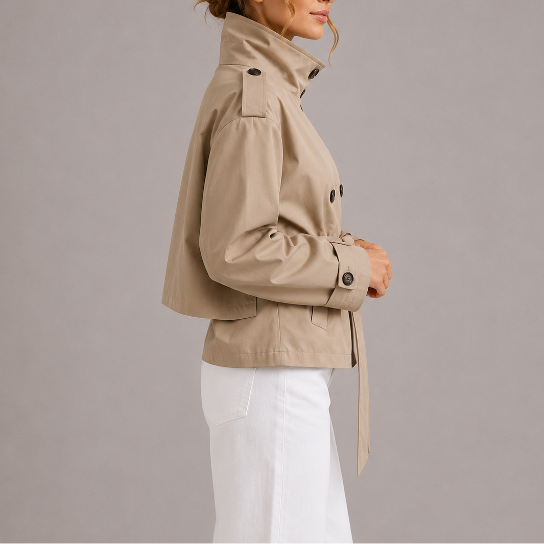 Trench court ceinturé femme