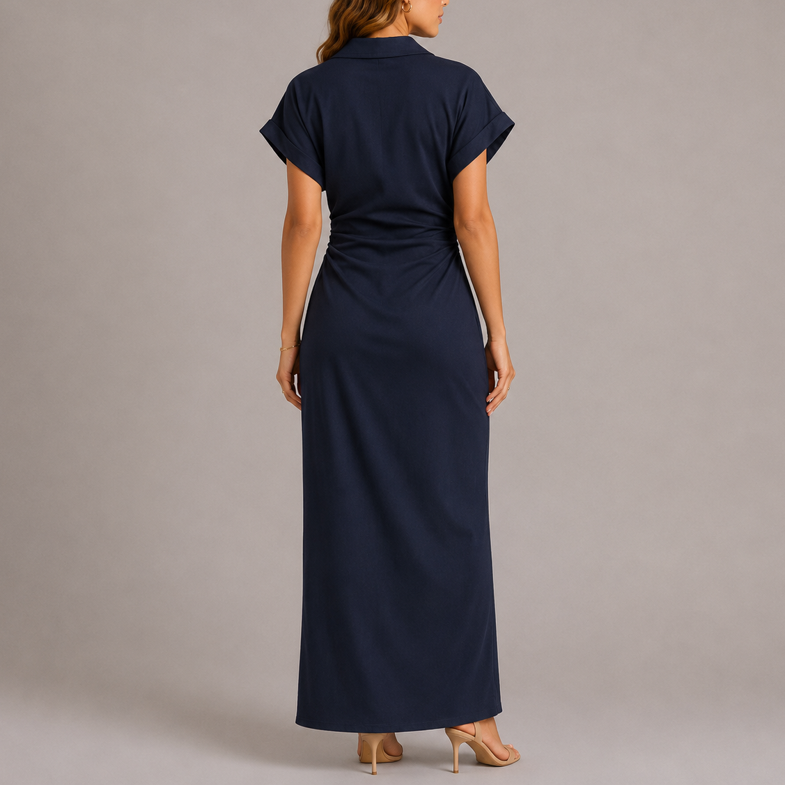 Robe midi structurée femme en jean avec zip latéral