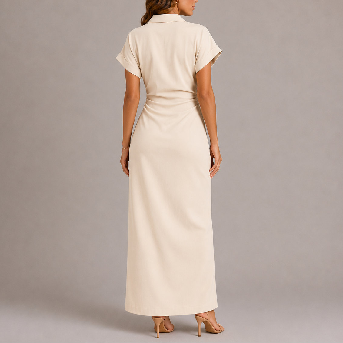 Robe midi structurée femme en jean avec zip latéral