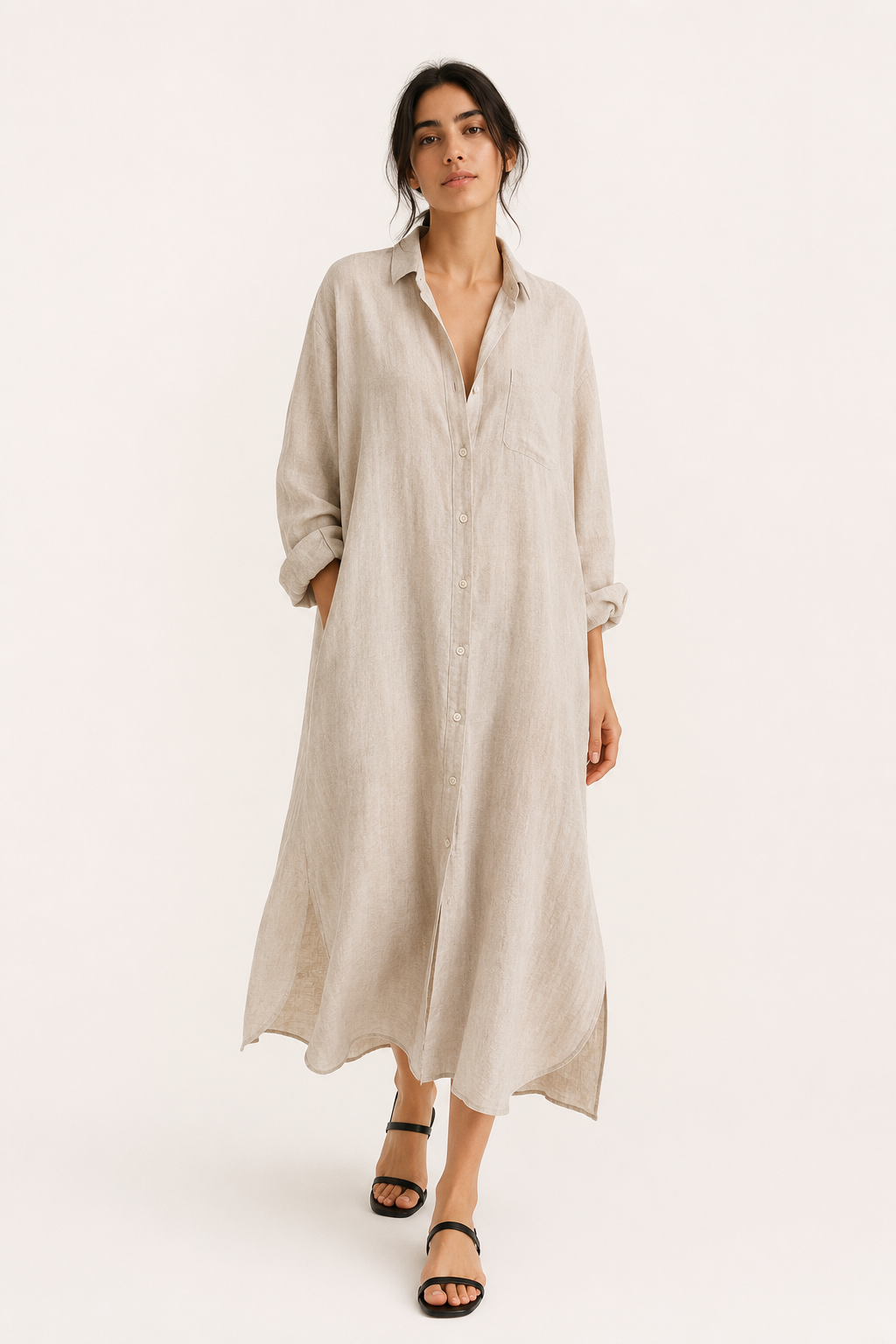 Robe chemise longue femme