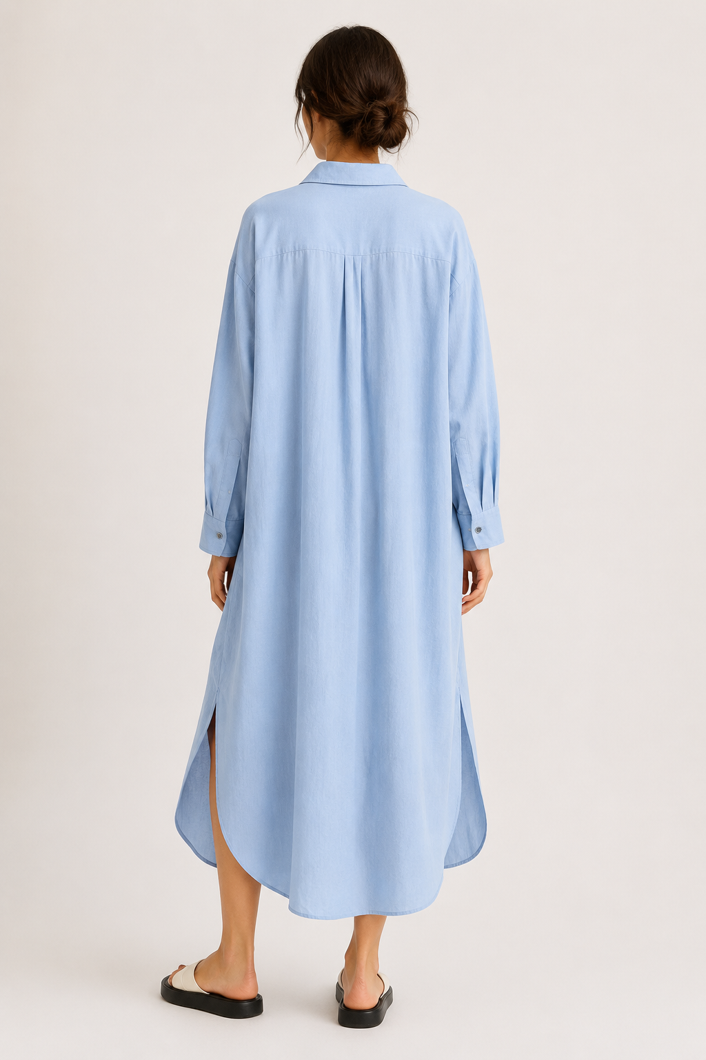 Robe chemise longue à boutons pour femme - Sylvie
