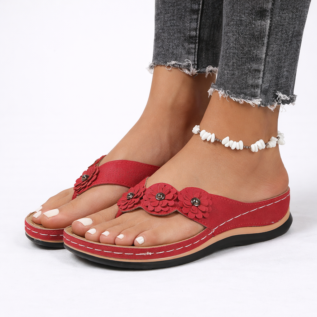 Sandales d’été femme à motif floral