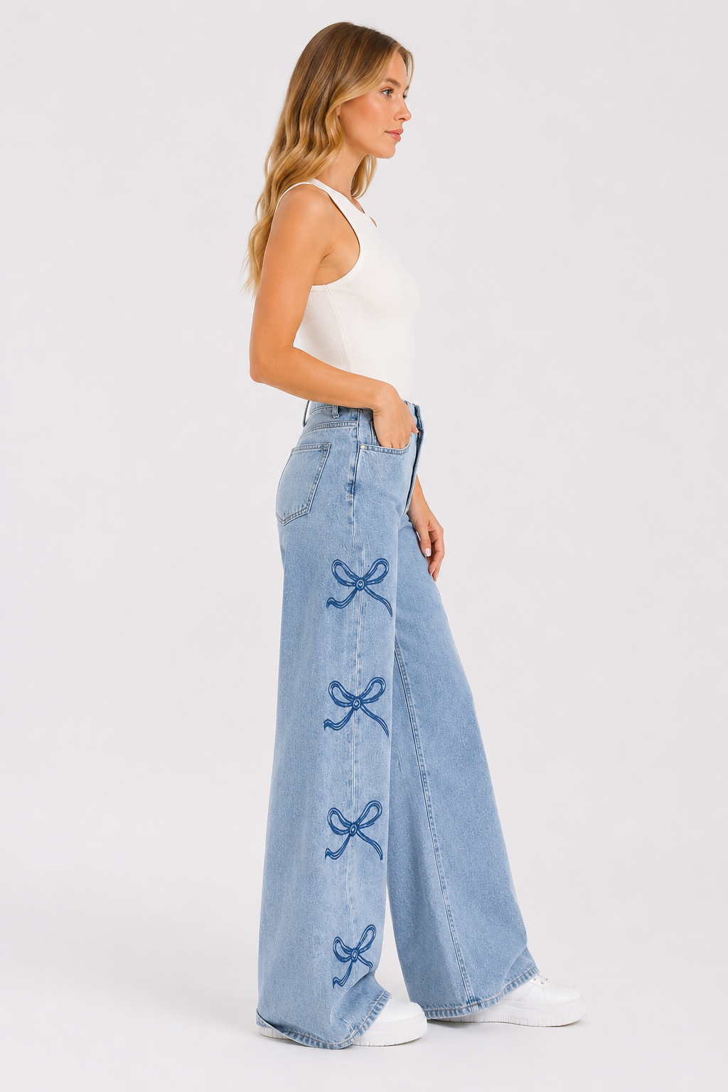 Jean femme coupe large