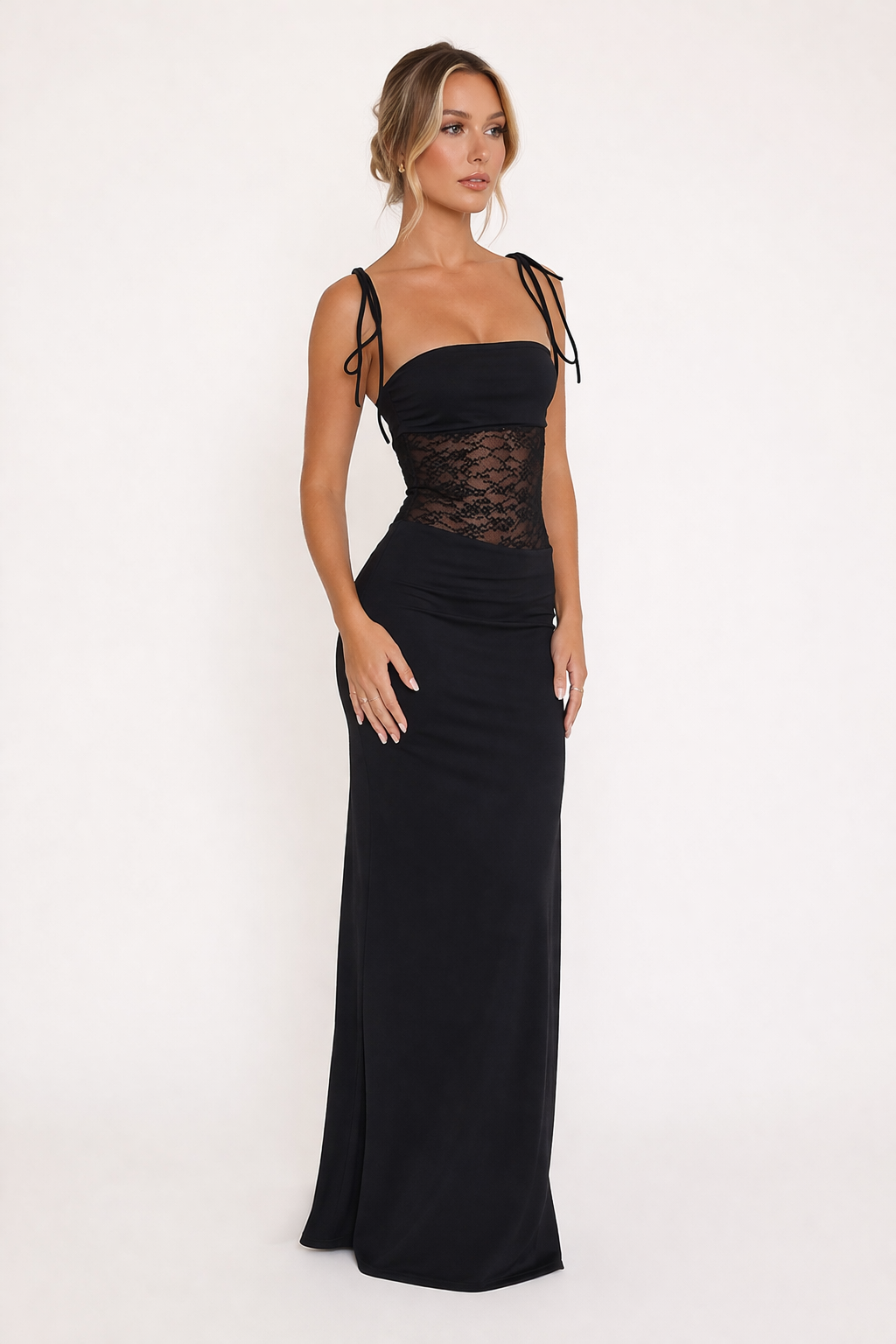 Robe longue femme en dentelle soirée