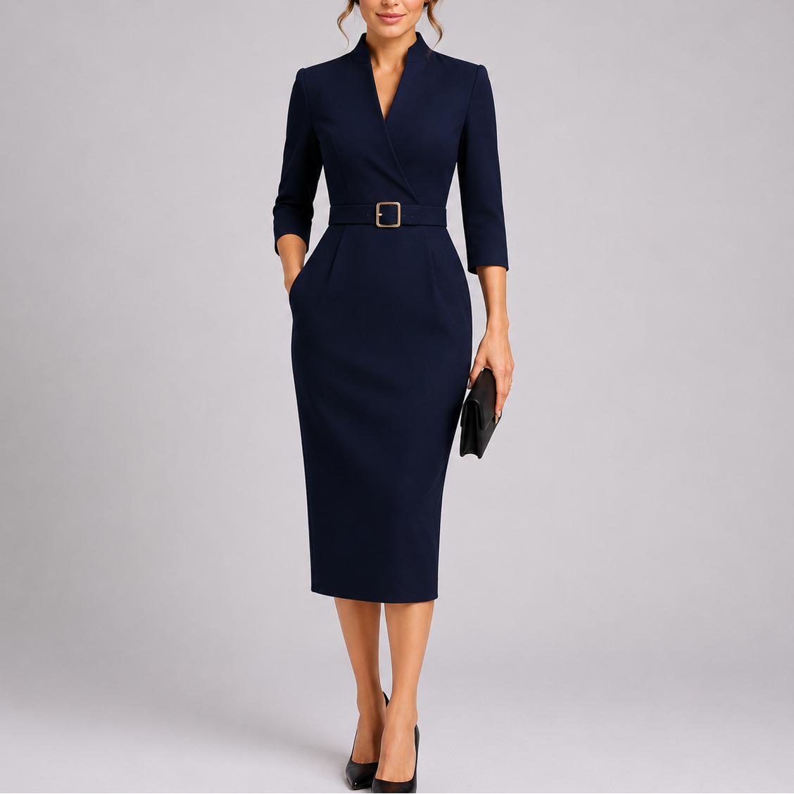 Robe midi femme coupe ajustée élégant