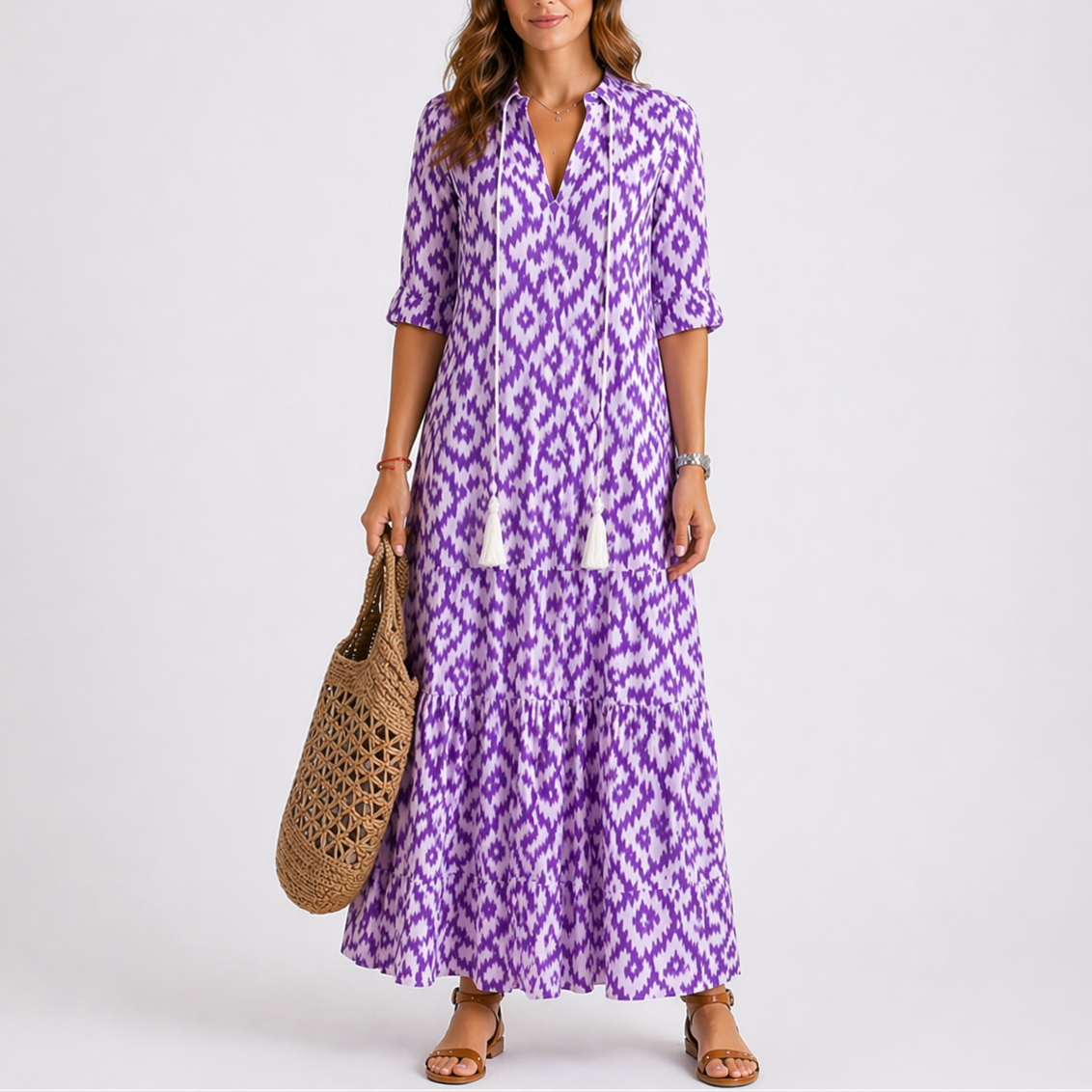 Robe midi d’été femme à fleurs