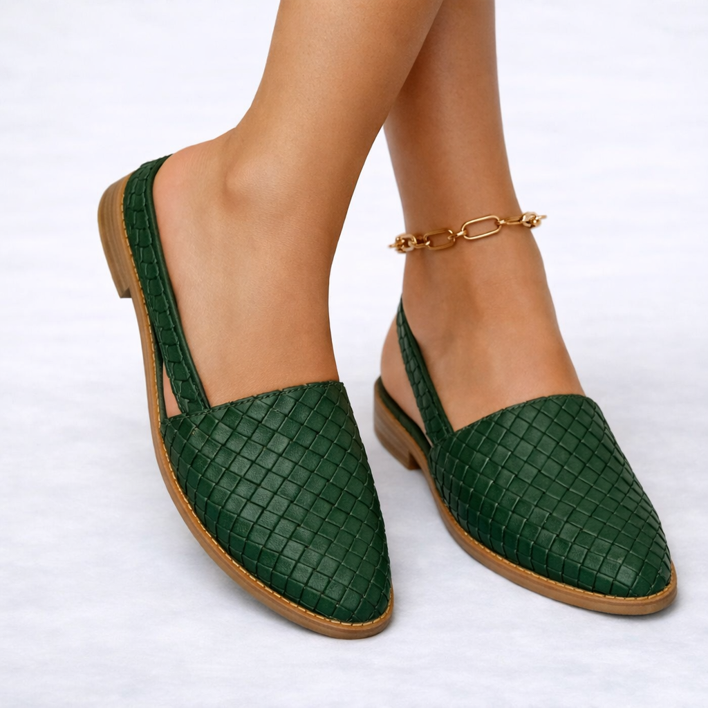 Ballerines slingback tressées femme en similicuir végan