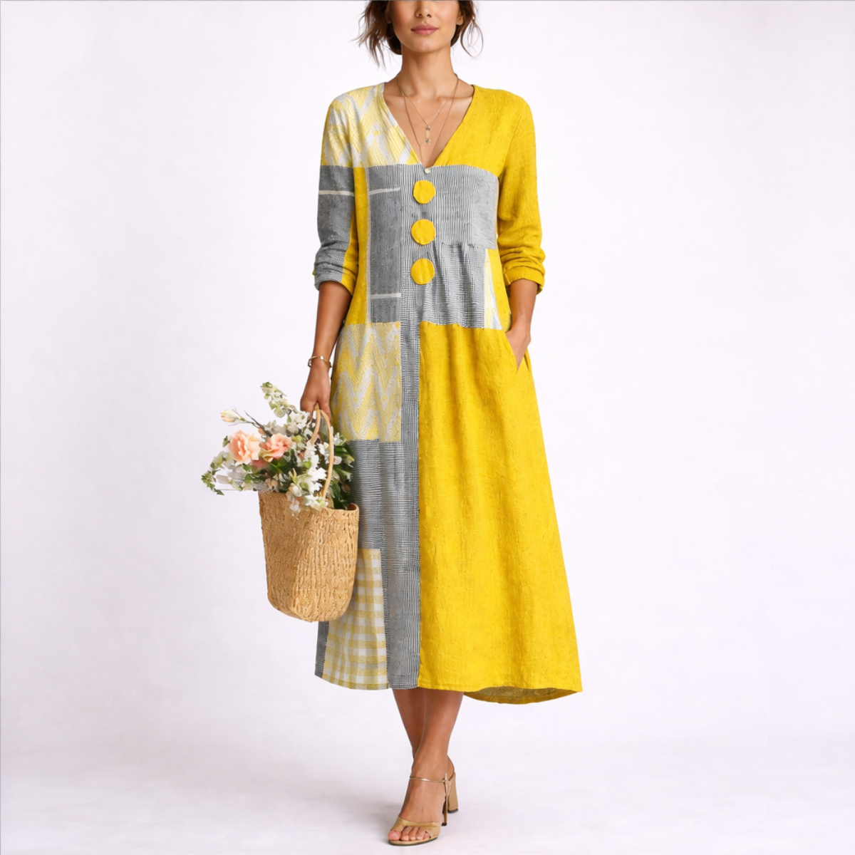 Robe midi d’été femme, coupe fluide