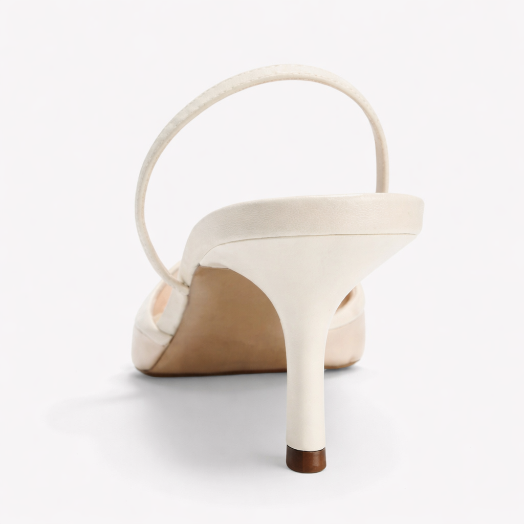 Mules à talons femme en résille brodée, bout pointu