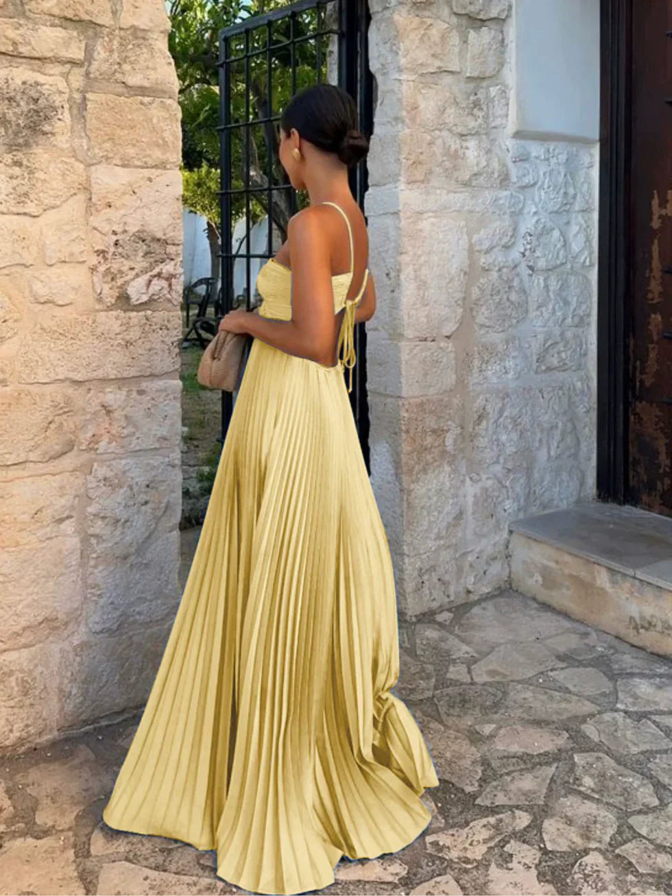 Robe longue femme encolure licou