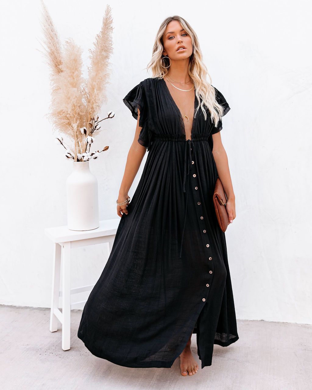 Robe Femme Bohème Longue Boutonnée Fluide moderne