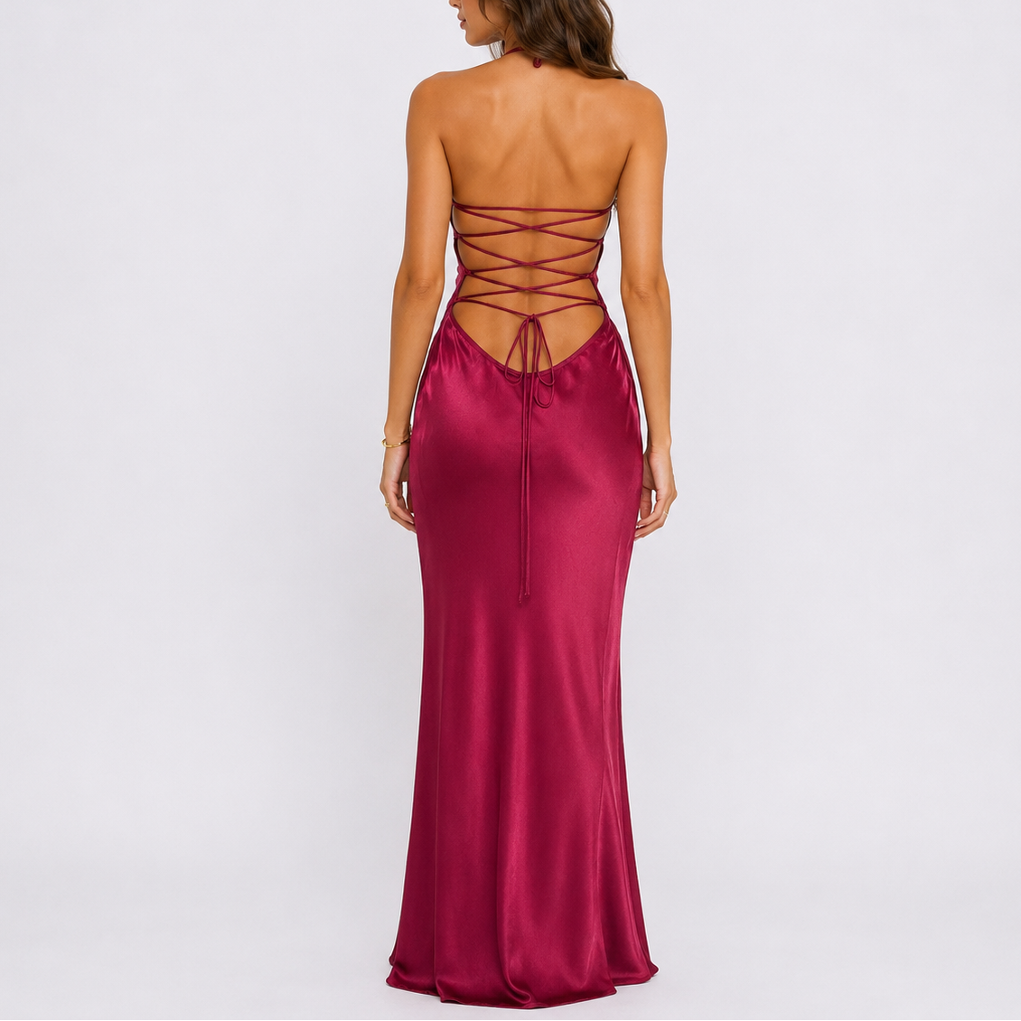 Robe longue femme en satin élégant