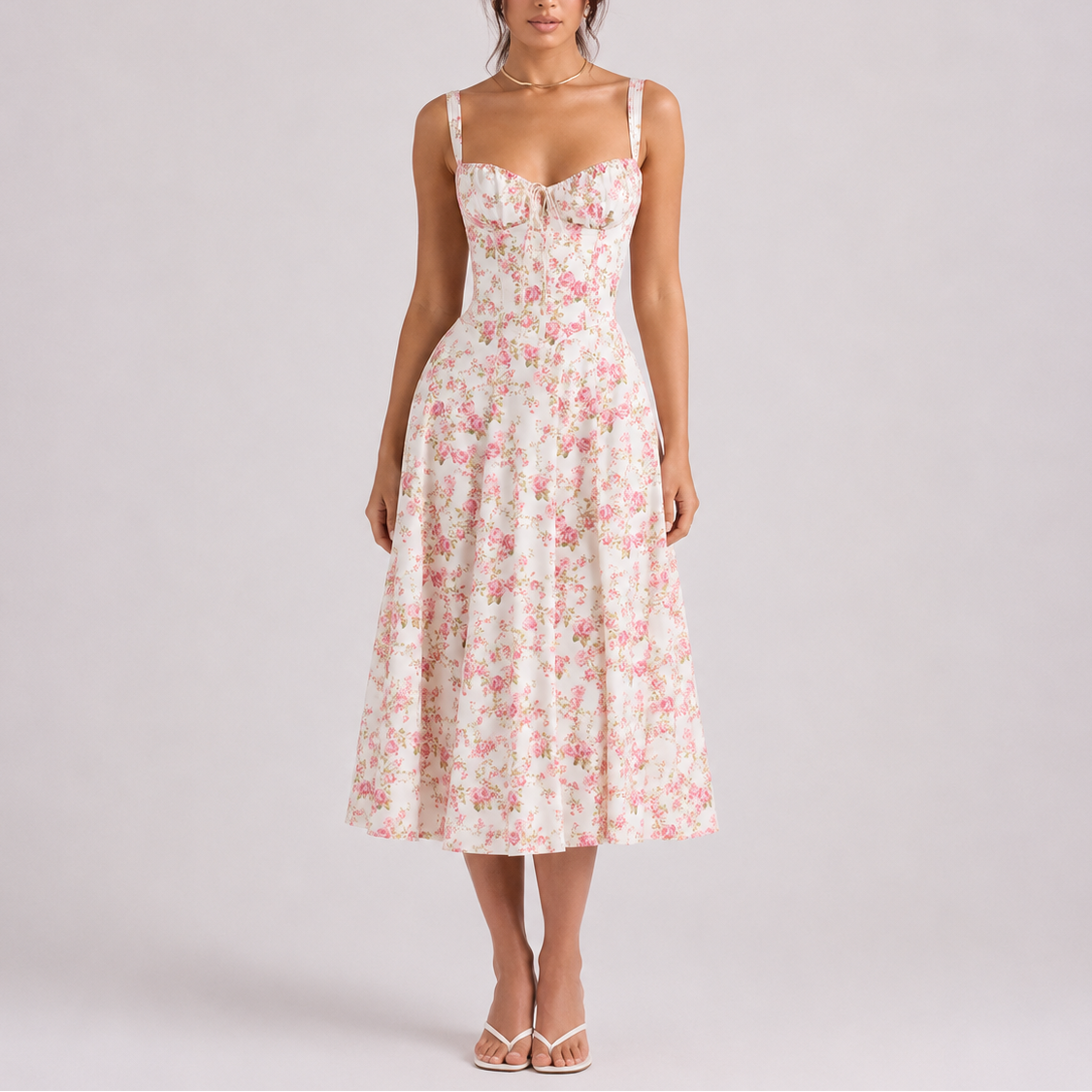 Robe midi femme coupe corsetée élégant