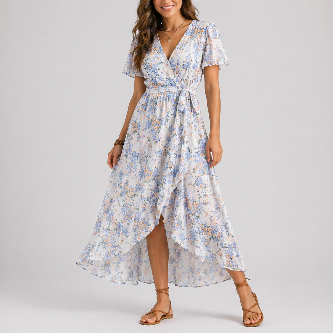 Robe midi d’été femme à fleurs