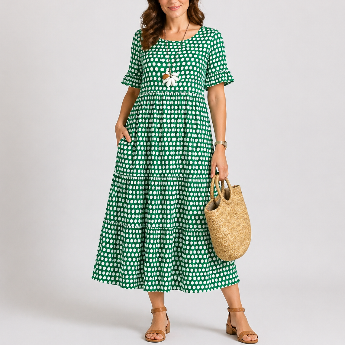 Robe midi d’été femme à pois