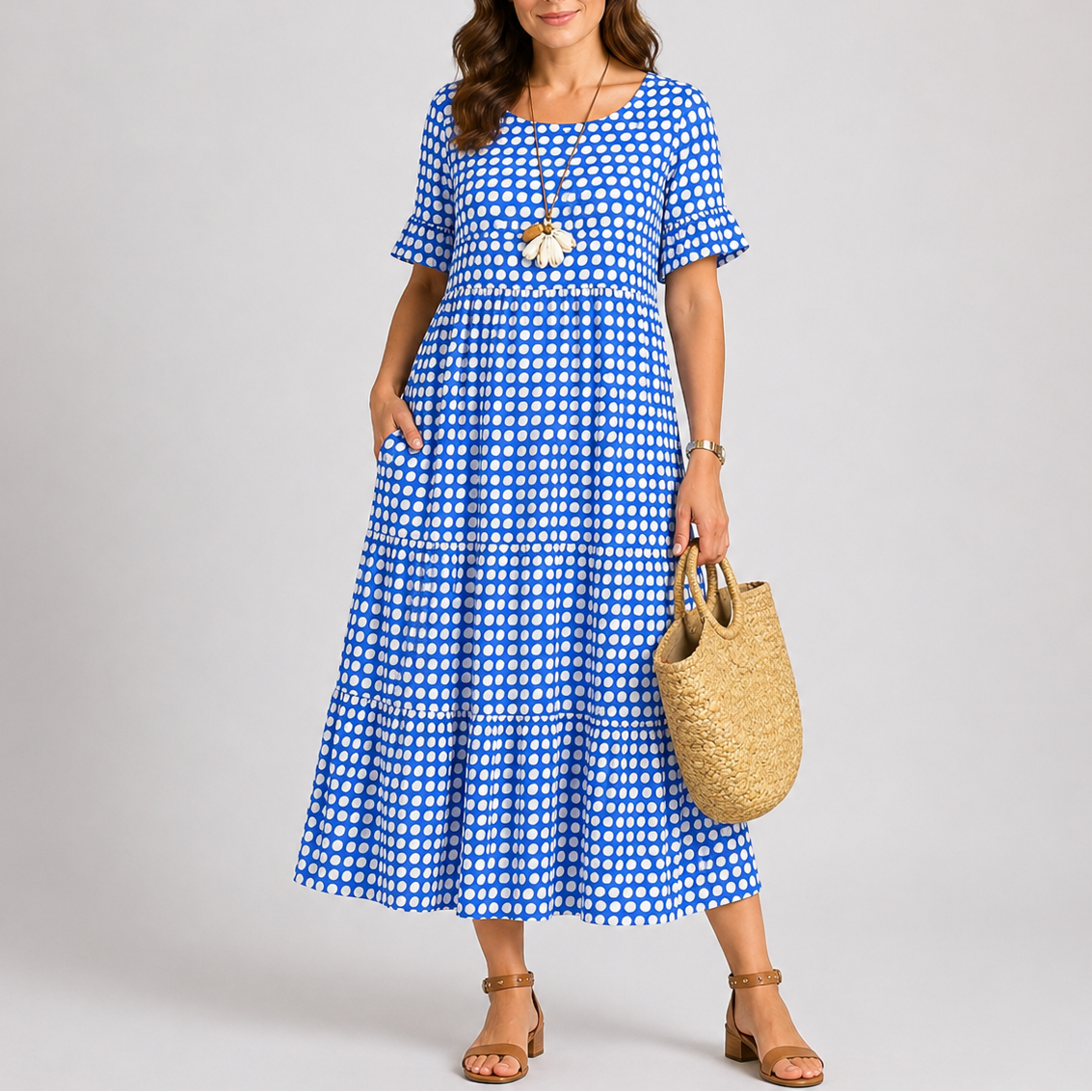 Robe midi d’été femme à pois