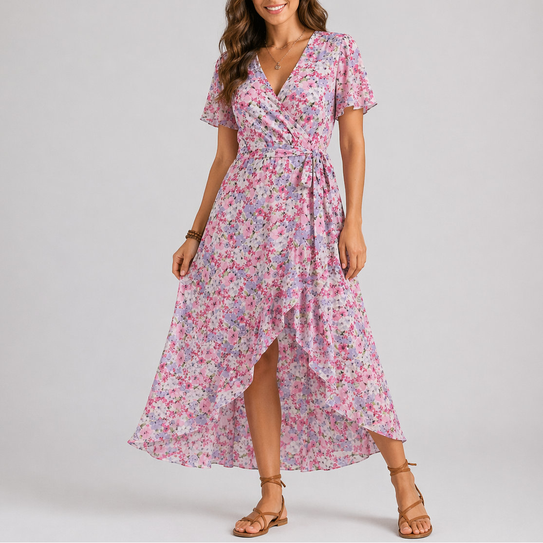 Robe midi d’été femme à fleurs