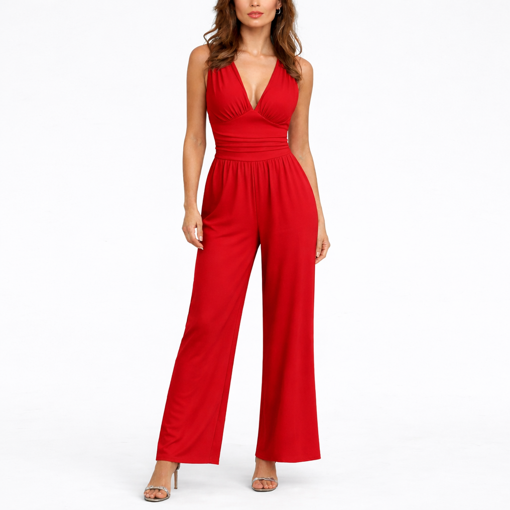 Combinaison pantalon femme sans manches, jambes larges