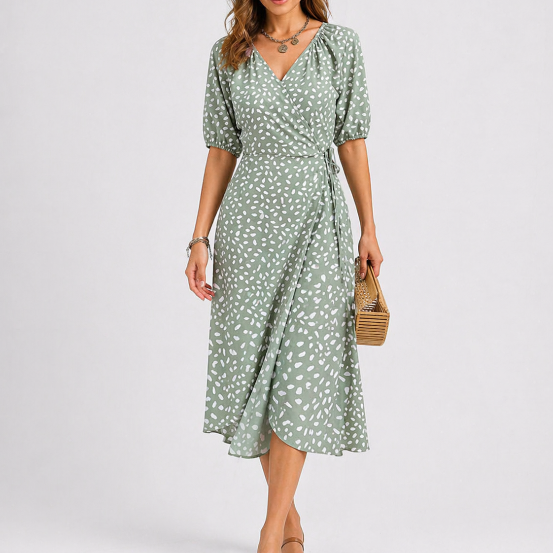 Robe midi d’été femme à imprimé abstrait