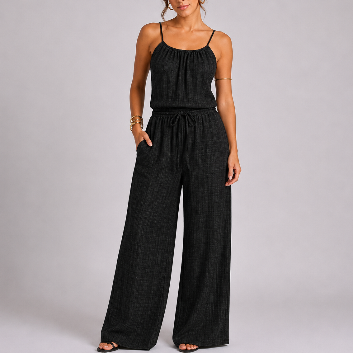 Combinaison femme coupe large bretelles fines décontracté