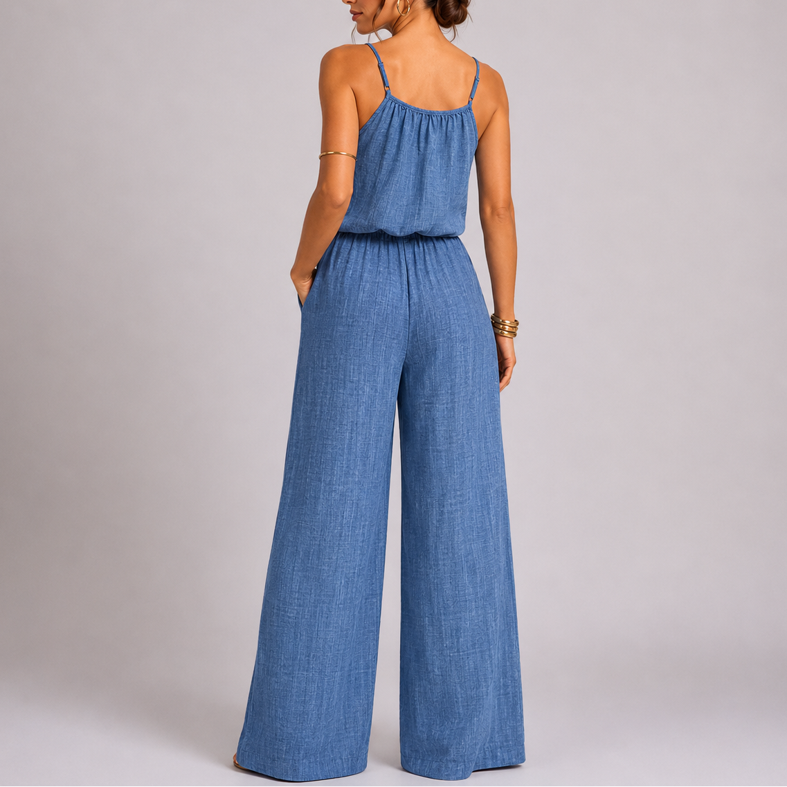 Combinaison femme coupe large bretelles fines décontracté