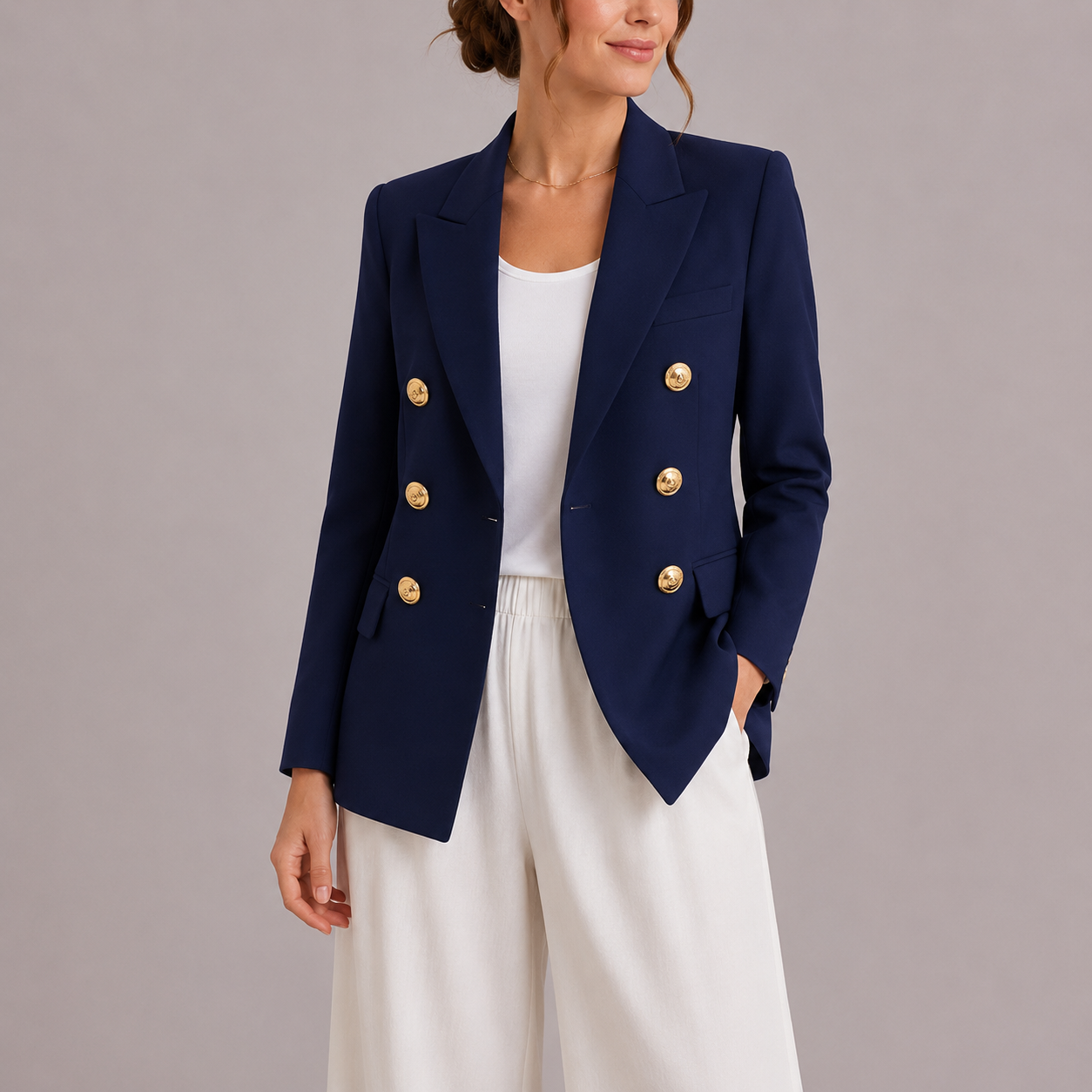 Blazer femme coupe tailleur doré intemporel