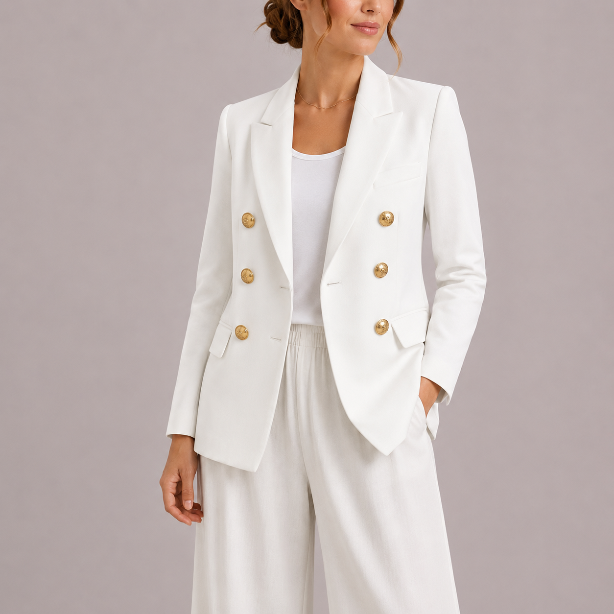 Blazer croisé femme avec boutons dorés