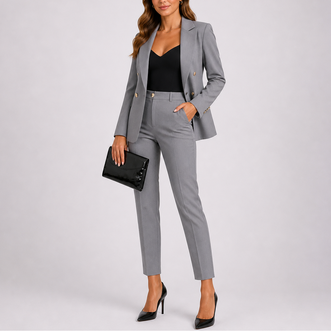 Tailleur pantalon femme deux pièces, blazer et pantalon
