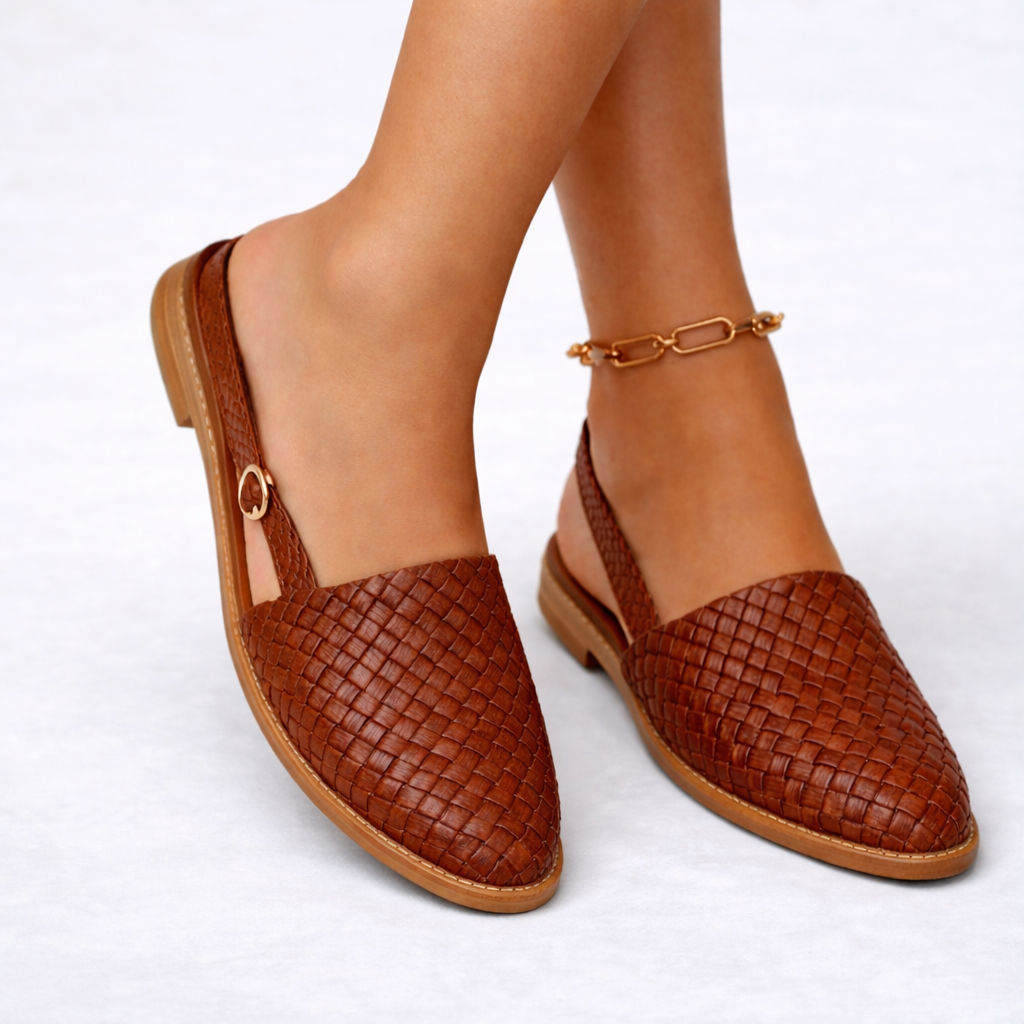 Ballerines slingback tressées femme en similicuir végan