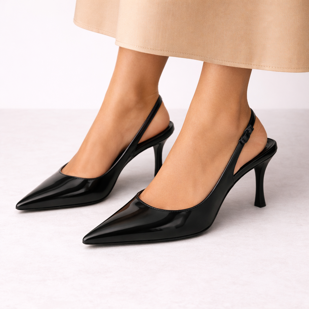 Escarpins slingback noirs femme, bout pointu