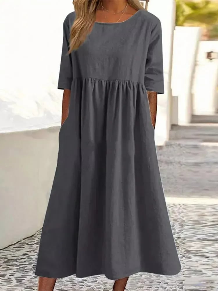 Colombe - Robe Mi-Longue Lin Décontractée Femme
