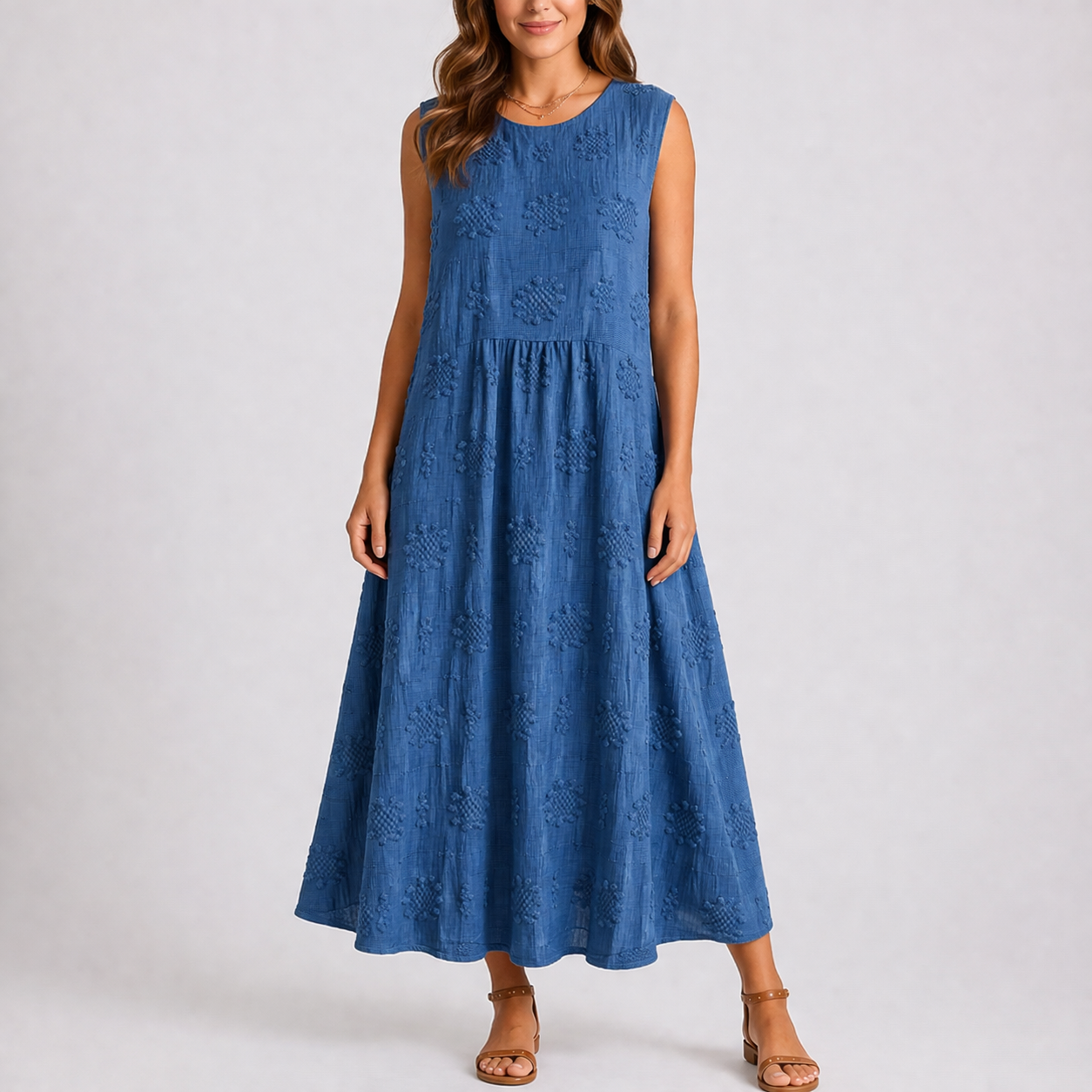 Robe midi d’été femme à fleurs, coupe ample