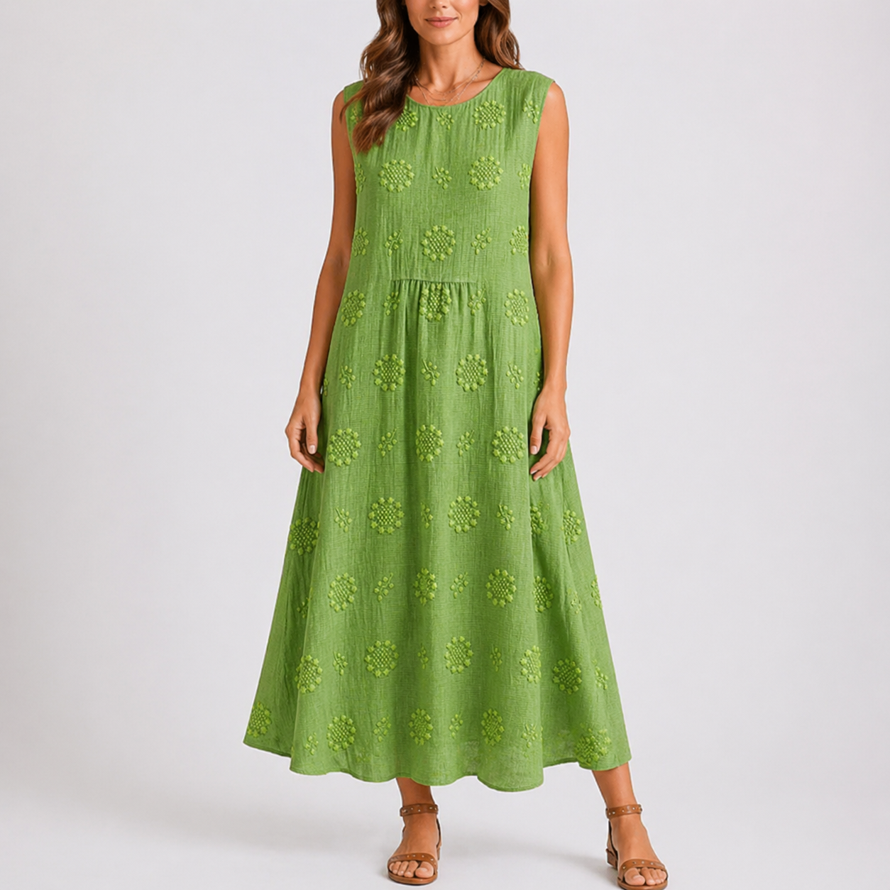 Robe midi d’été femme à fleurs, coupe ample