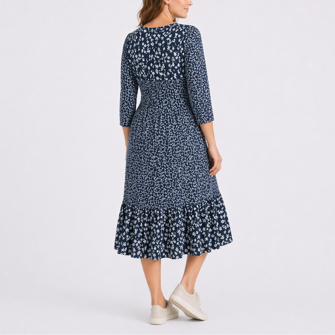 Robe midi femme fleurie col V