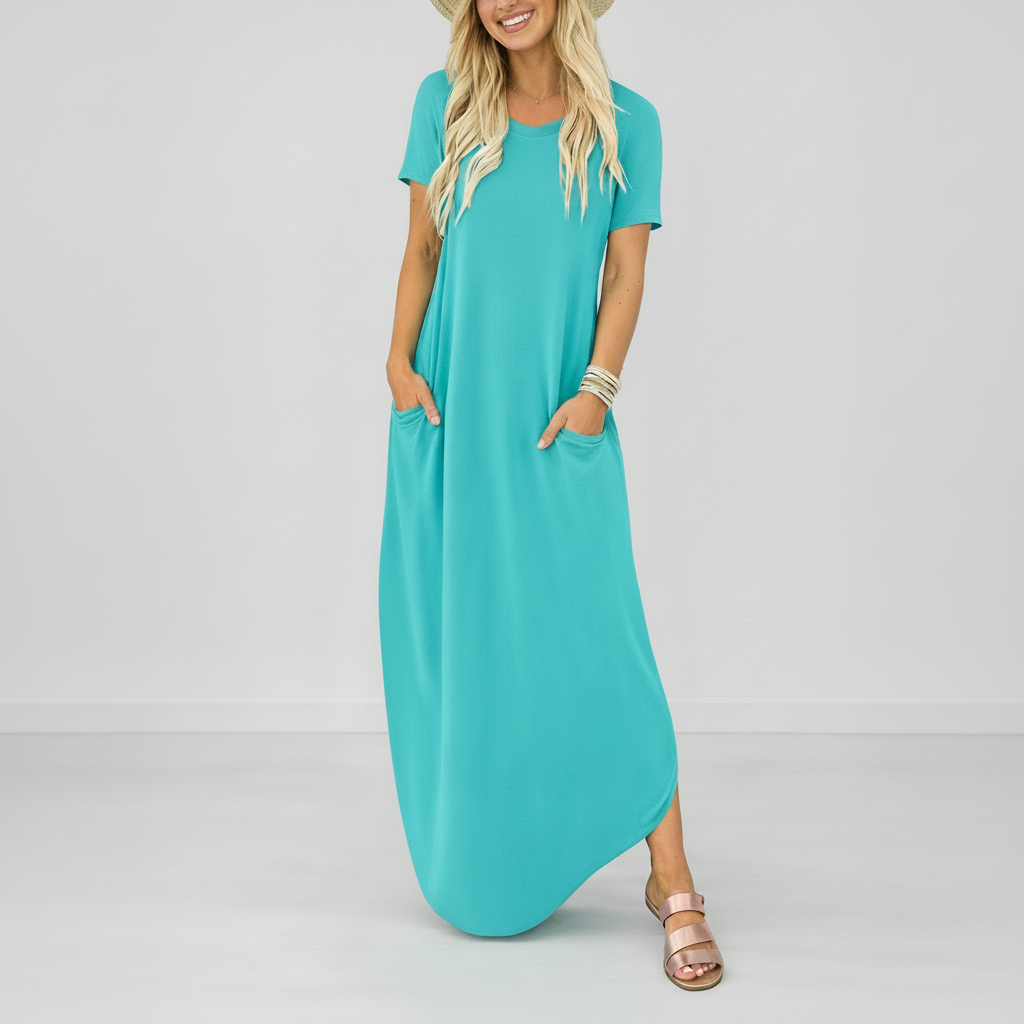 Robe longue d’été femme légère, col rond