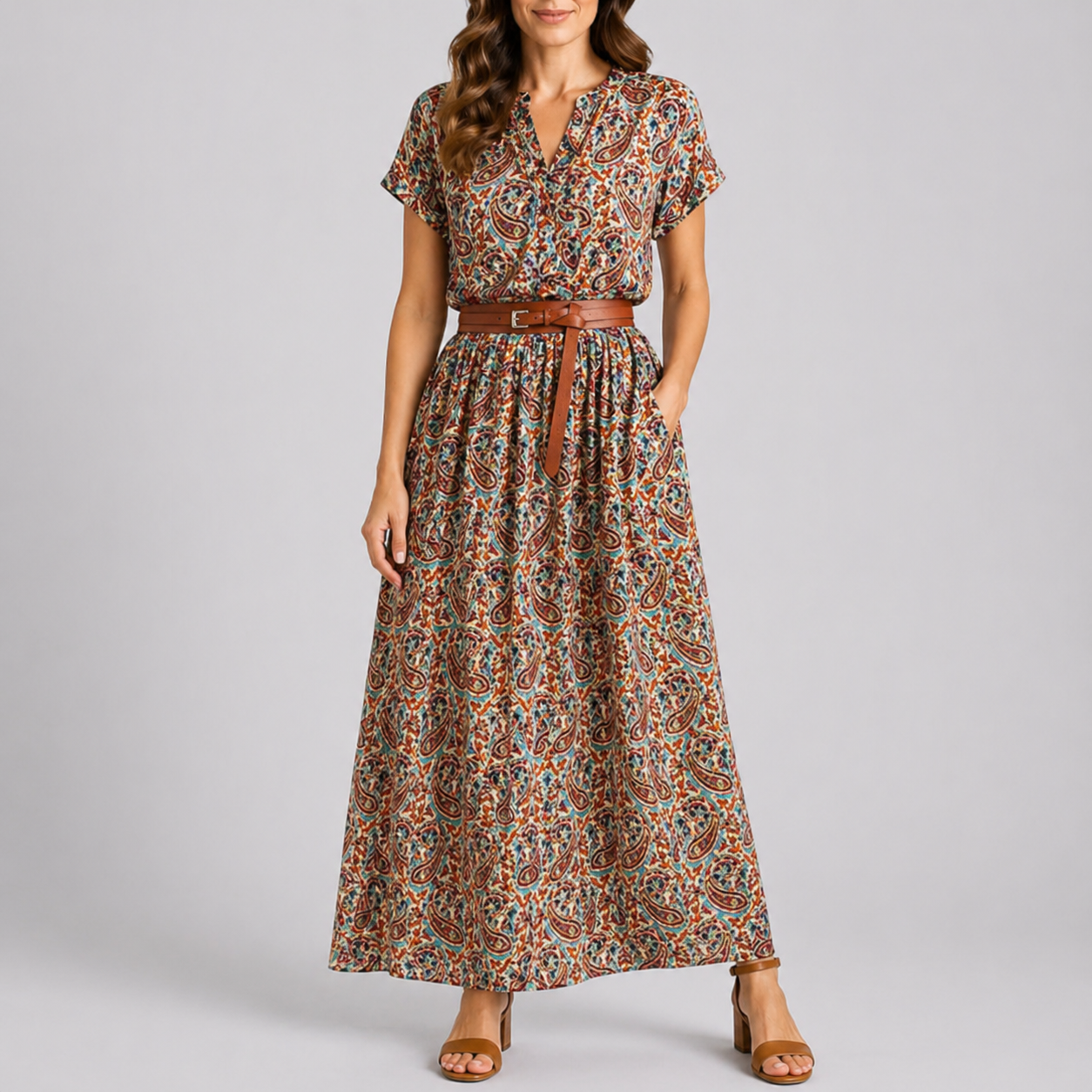 Robe midi femme paisley été
