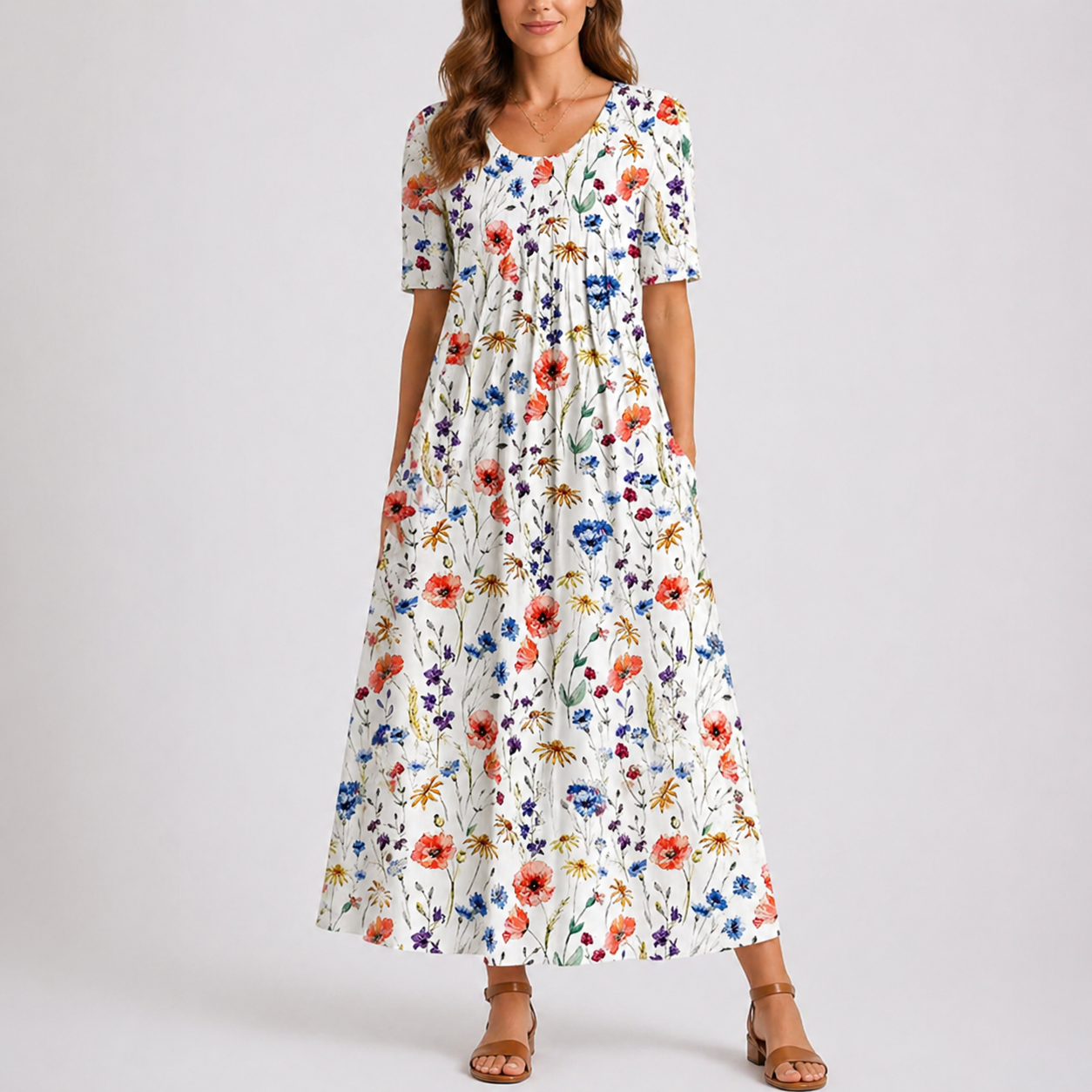 Robe midi femme fleurie décontracté