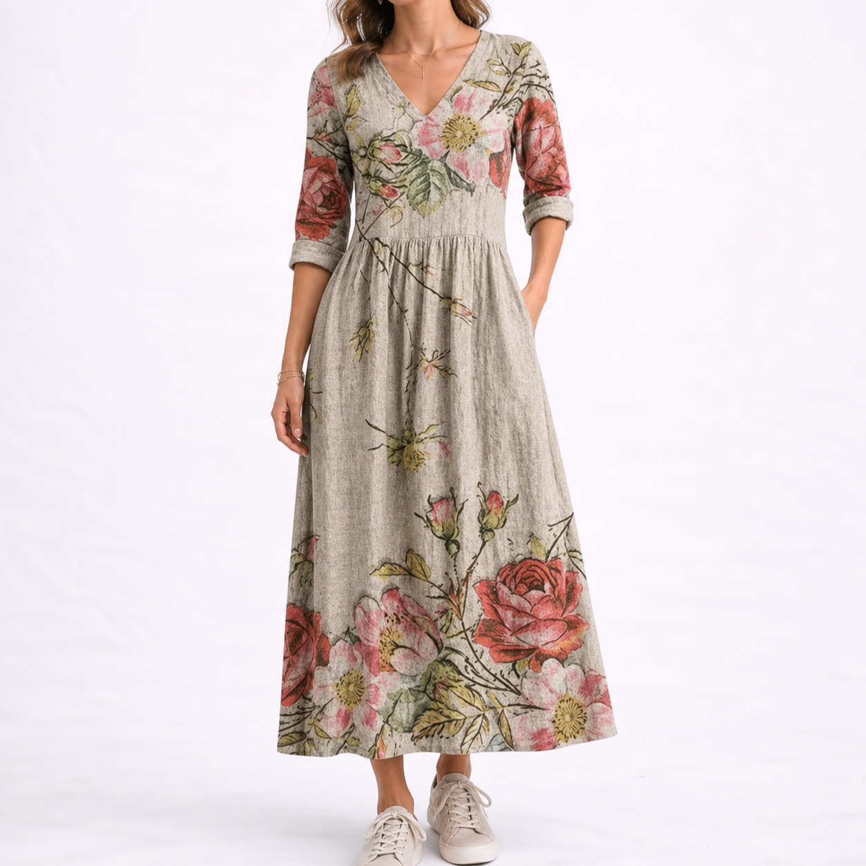 Robe midi d’été femme à fleurs